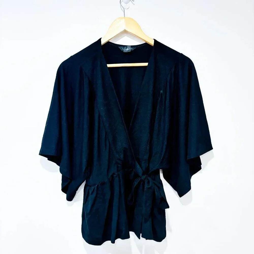 CLUB MONACO‎ Black Wrap Top Women Blouse | Medium